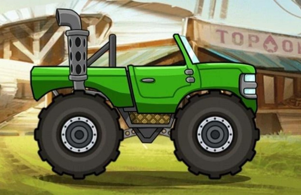 The monster truck in hill climb racing