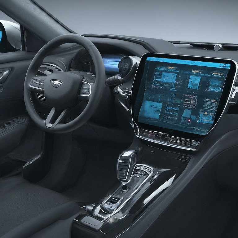 A modern car steering wheel