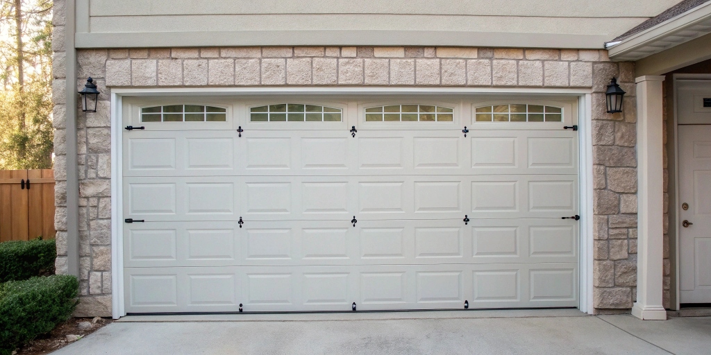 Diagram explaining garage door headroom with labeled measurements and minimum clearance needed above the door track.