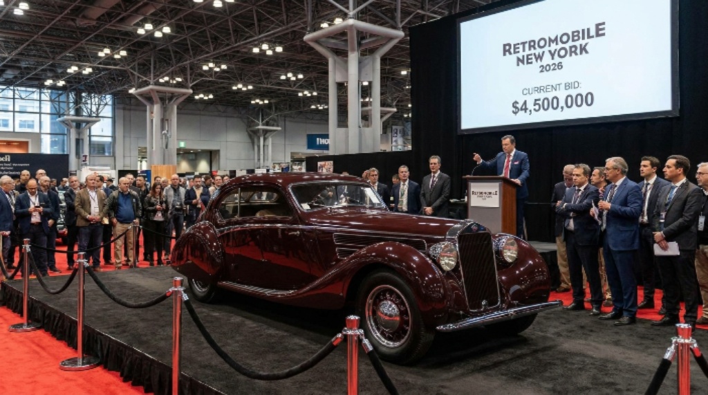 Rare vintage collector car at Retromobile New York 2026 auction