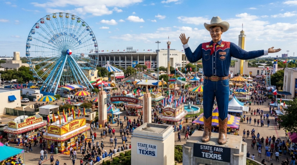 Big Tex statue overlooking the State Fair of Texas grounds